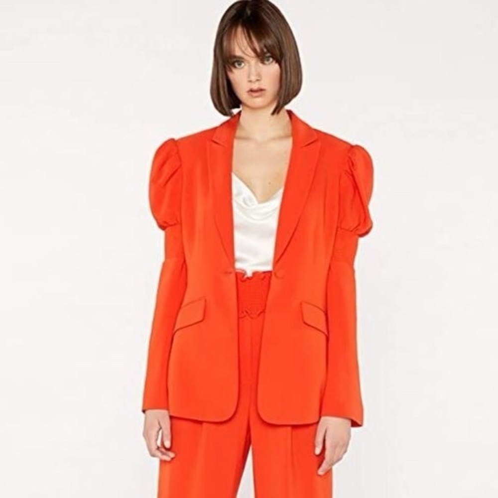 Cinq a Sept Orange Starla Statement Shoulder Blazer